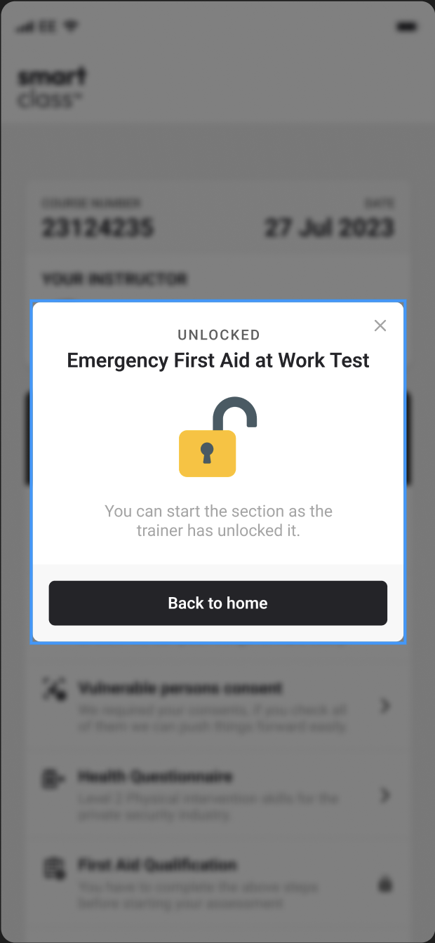 Unlocked assessment on smart class mobile app